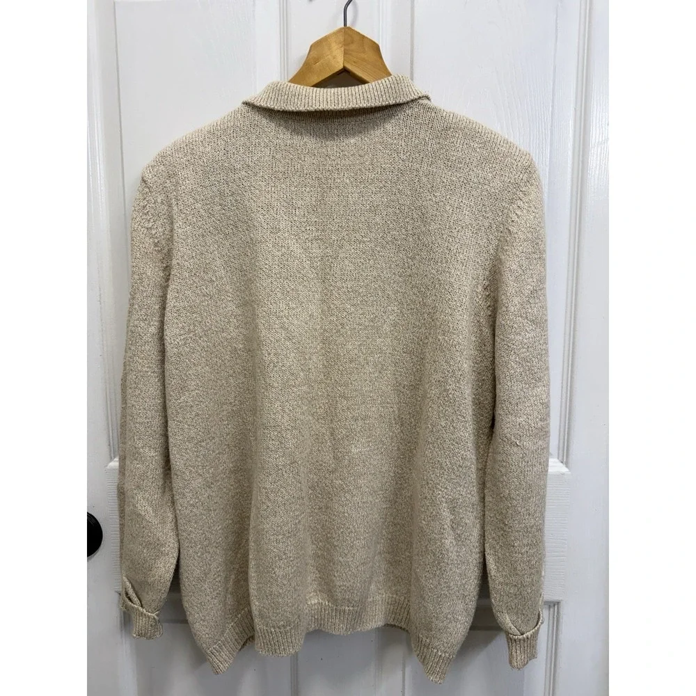 Alfred Dunner Holiday Christmas Cardigan Beige M Embroidered 3D Grandma Cottage